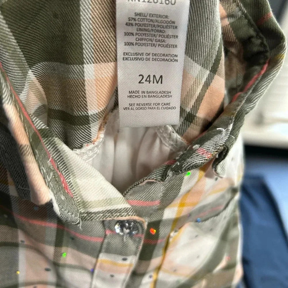 Little Lass Girl 24 Month 2 Piece Outfit Sparkle Lace Plaid Top Stretch Jeans - Picture 9 of 14